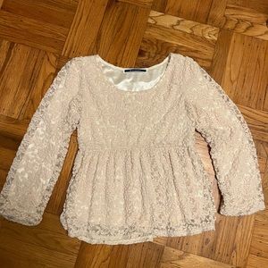 Floral poplin long sleeve top